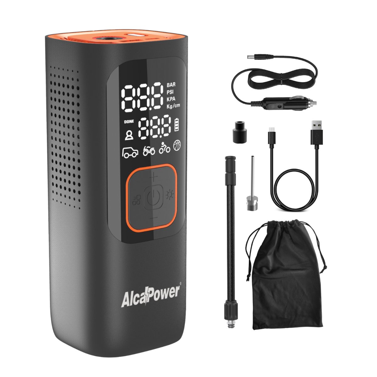 Alca Power PA-2 Compressore d’Aria Portatile 160PSI con Power Bank e Torcia