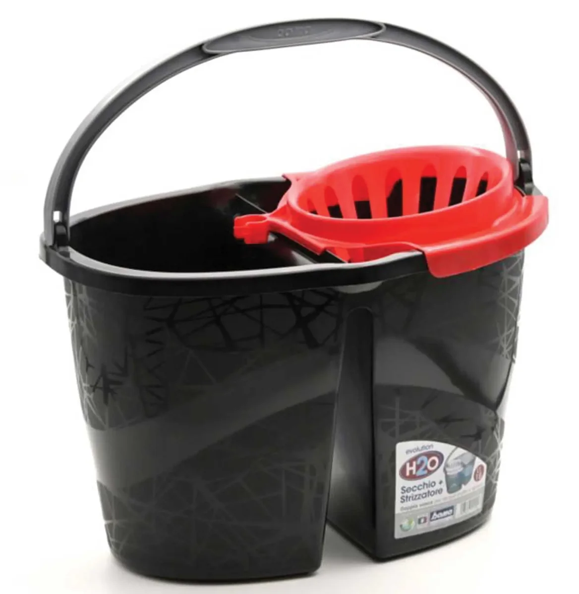 Secchio Evolution H.20 cm. con strizzatore doppia vasca Bama