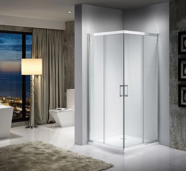 Box doccia in vetro trasparente-clear ad angolo Cm. 68 x 88