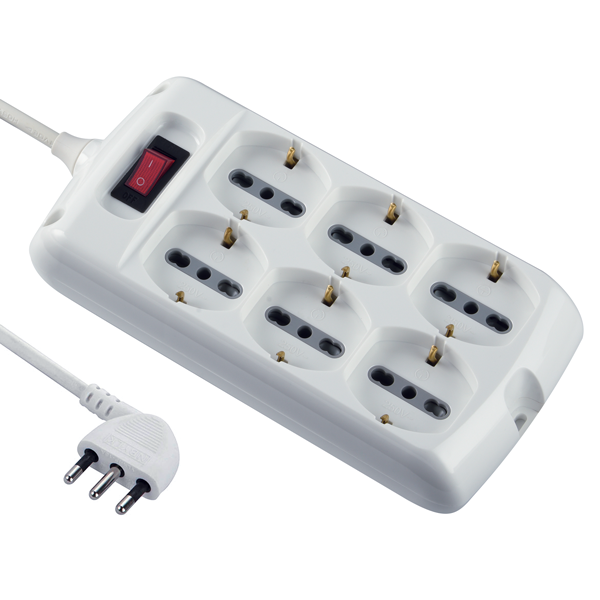 Multipresa Quadrata 6 Posti Cavo 1,5 MT