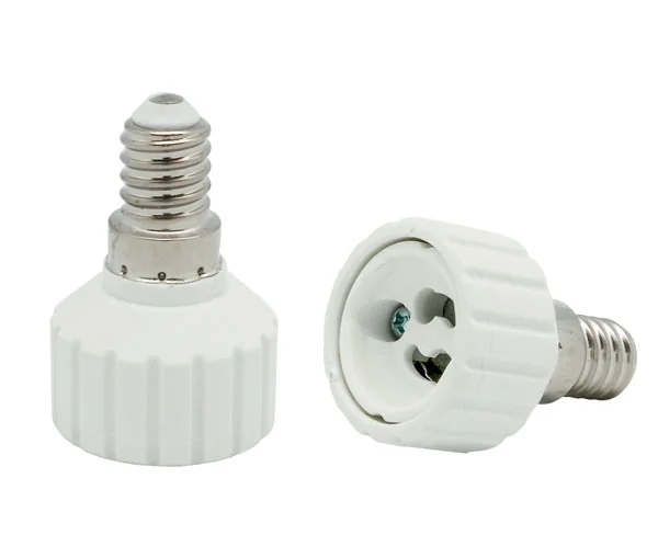Adattatore con attacco e14 e uscita gu10, colore bianco