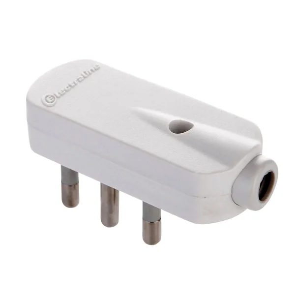 Spina 90° piatta 16a+terra colore bianco