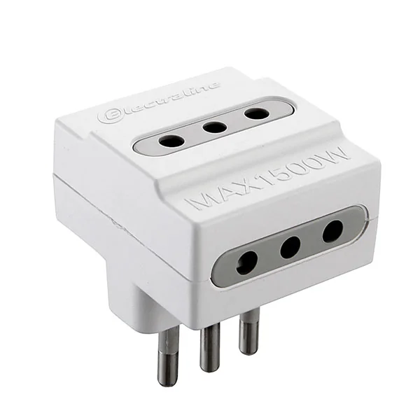 Adattatore triplo spina 10A, prese 10A, colore bianco