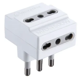 Adattatore triplo spina 16A, prese bipasso 10/16A, colore bianco