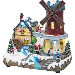 Villaggio Natale mulino a vento rotante H23 CM