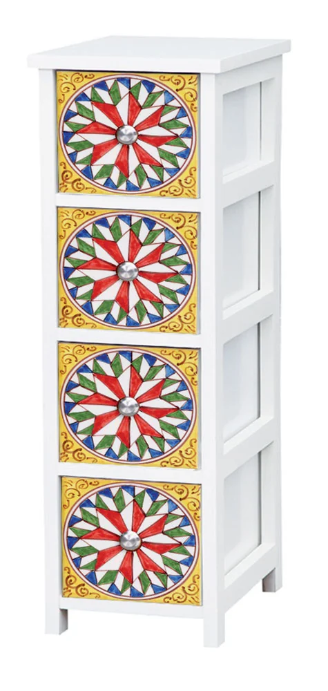 Cassettiera 4 cassetti 20,5x28x71h decoro Sicilia