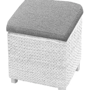 Cubo 40x40x40h Bianco Cuscino in velluto grigio