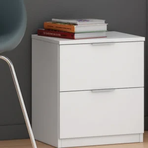 Comodino 2 cassetti 38x34x45h bianco