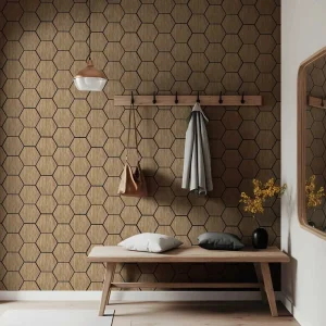Pannello Murale Fonoassorbente Combo Esagonale 62,6x76,6x1,3 Rovere