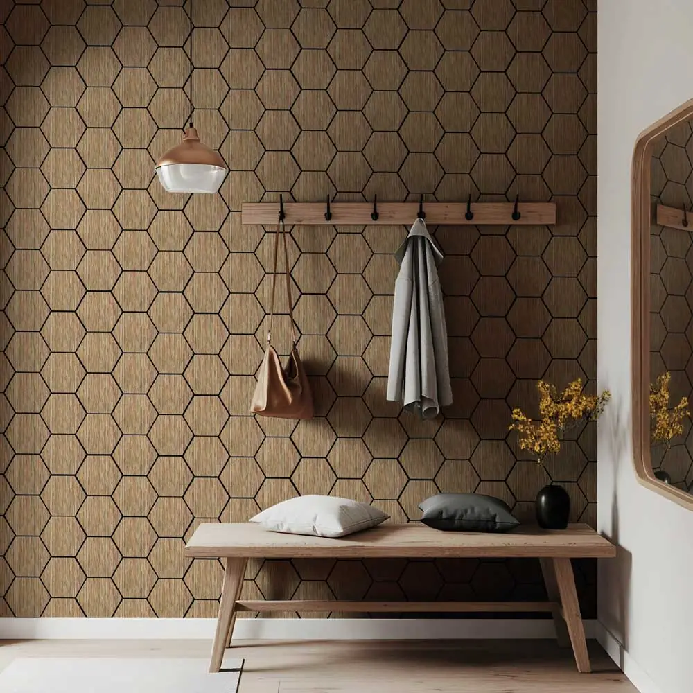 Pannello Murale Fonoassorbente Combo Esagonale 62,6×76,6×1,3 Rovere