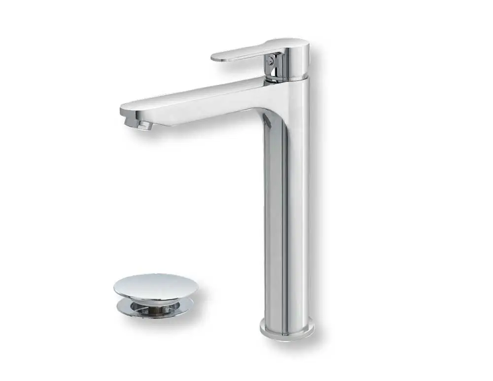 Miscelatore Lavabo alto tris,cartuccia da 35, con basetta e flessibili