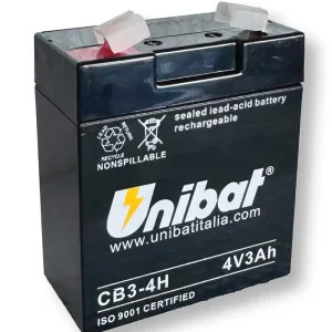 Batteria Servizi SLA Unibat 4V 3Ah Dx/Sx (Equivalente Beghelli)