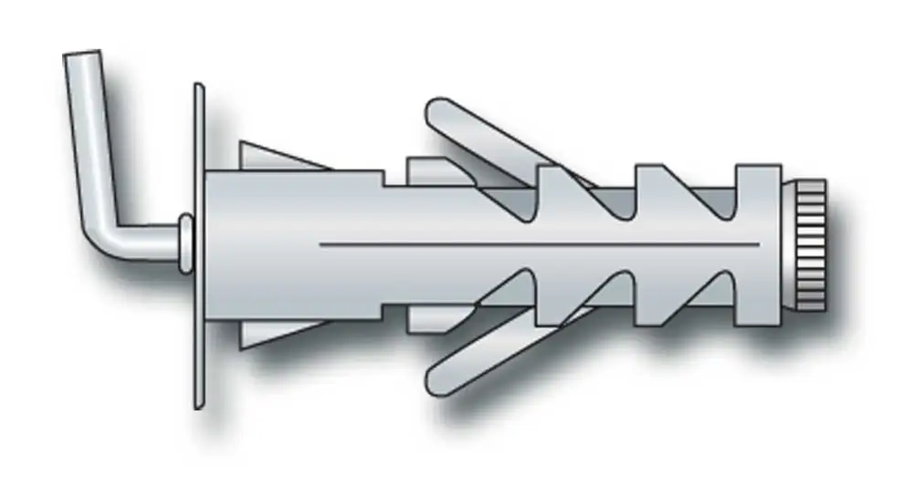Tassello in nylon con gancio corto con rondella fissa