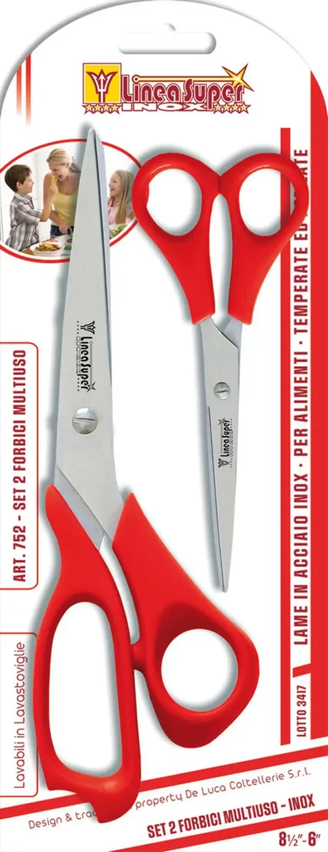 Forbici multiuso set da 2 pezzi inox manico plastica