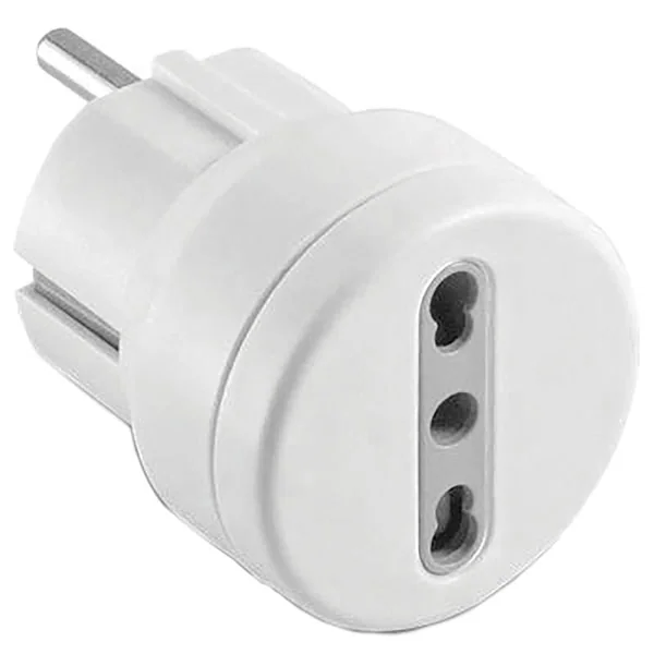 Adattatore schuko/bipasso 10/16a (spina schuko,presa bipasso) bianco