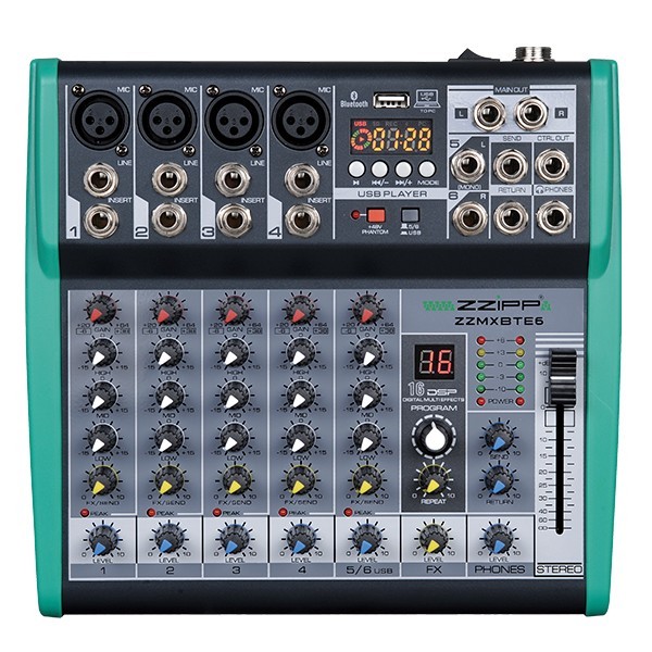 ZZMXBTE6 – ZZIPP – MIXER COMPATTO 6 CANALI CON MULTIEFFETTO